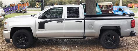 Silver Truck with Black Stripe | BB Graphics & The Wrap Pros