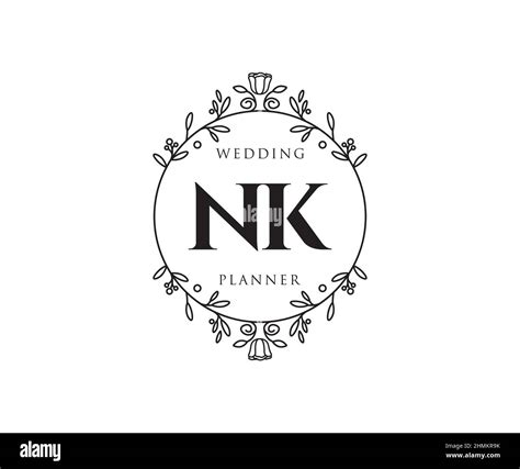 Nk Initials Letter Wedding Monogram Logos Collection Hand Drawn Modern