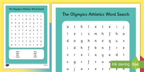 Athletics Word Search Creat De Profesori