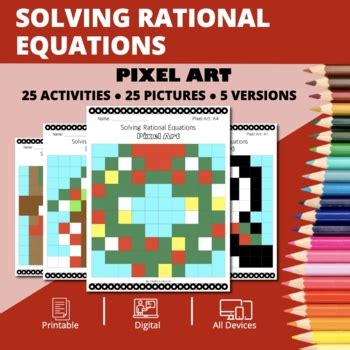 Christmas Solving Rational Equations Pixel Art Activity By Qwizy