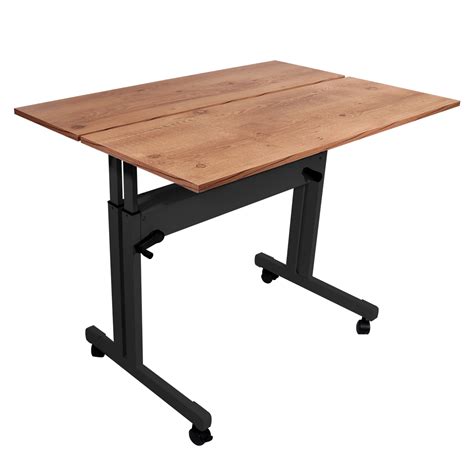 Mesa Ergonômica Dupla Com Regulagem De Altura Tampo Rústico 4 Rodízios Wp Connect