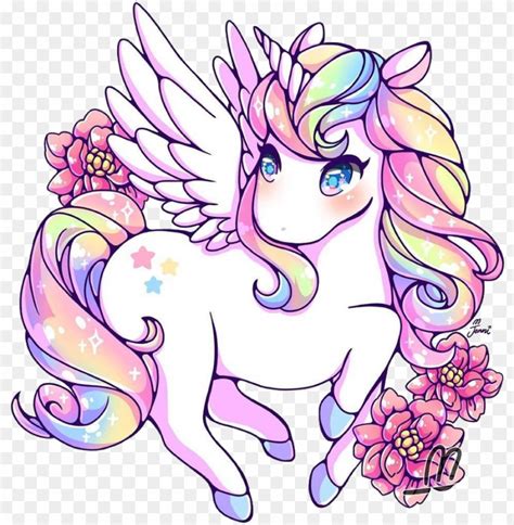 Unicorn Rainbow Rainbowunicorn Kawaii Cute - Cute Rainbow Cartoon Unicorns PNG Transparent With ...