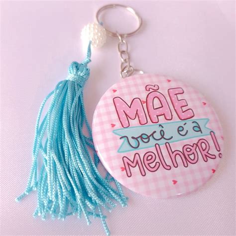 Chaveiro Espelho Personalizado Dia das Mães Elo7