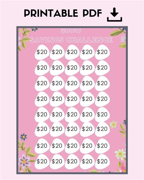 The Printable Savings Challenge Is Shown On A Pink Background With