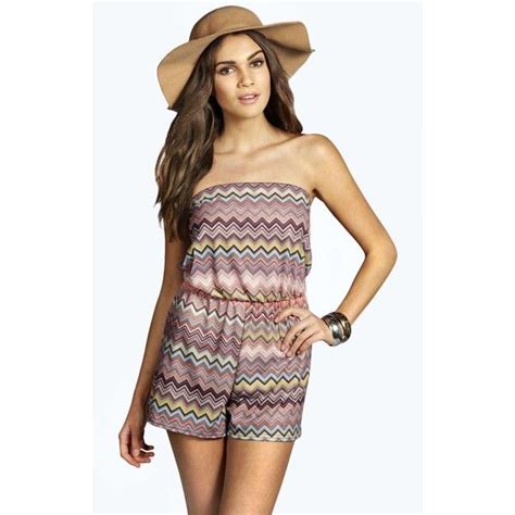 Boohoo Lucy Zig Zag Bandeau Playsuit