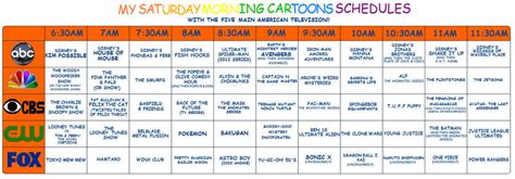 My Saturday Morning Cartoons Schedules By Ftftheadvancetoonist On