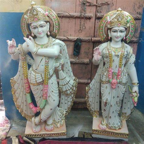 White Painted Marble Radha Krishna Statues For Temple At Rs 15000 In