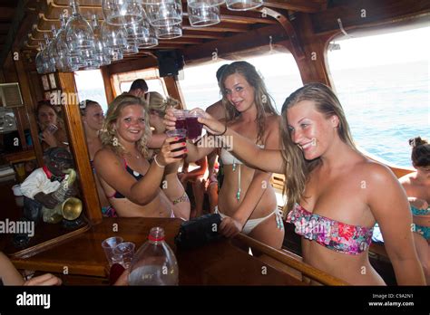 Attractive Beautiful Dutch Girls In Swimsuit Bikini Toasting Sangria On