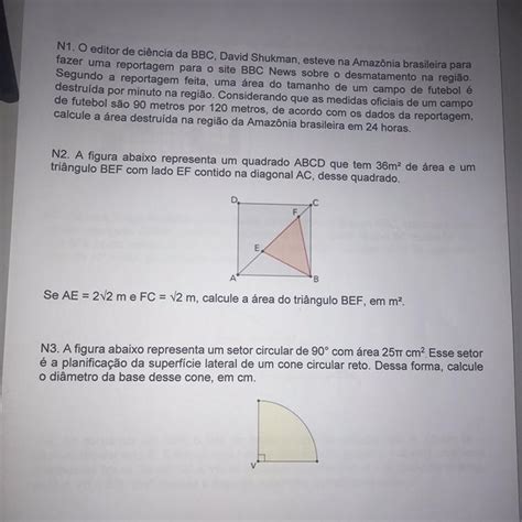 N2 A figura abaixo representa um quadrado ABCD que tem 36m² de área e