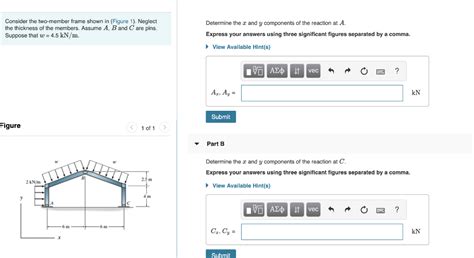 Solved Consider The Two Member Frame Shown In Figure 1