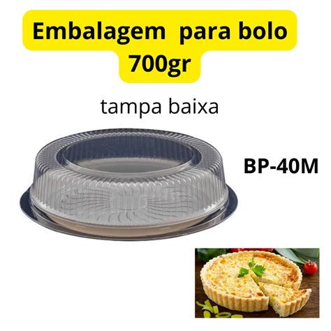 embalagem plástica descartável para bolo redondo tampa baixa 700gr BP