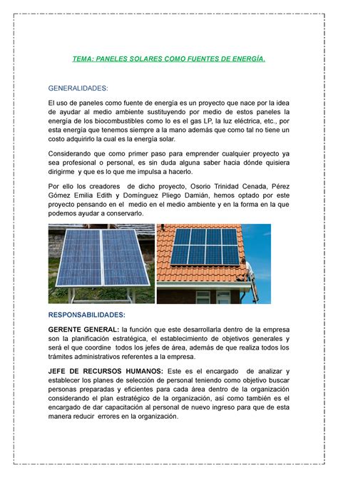 Proyecto Paneles Solares TEMA PANELES SOLARES COMO FUENTES DE