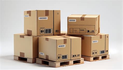 Premium AI Image Photo Parcel Cardboard Boxes On Wooden Pallets