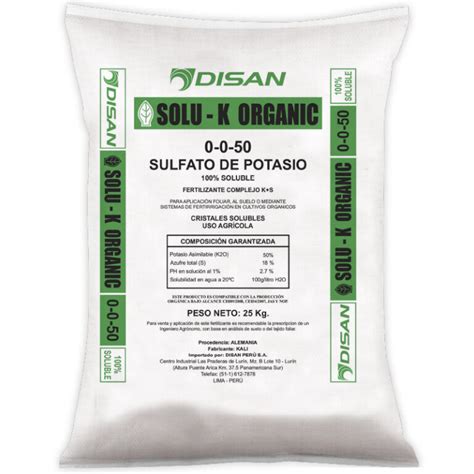 SOLU K ORGANIC Sulfato Potasio Orgánico DISAN Agro