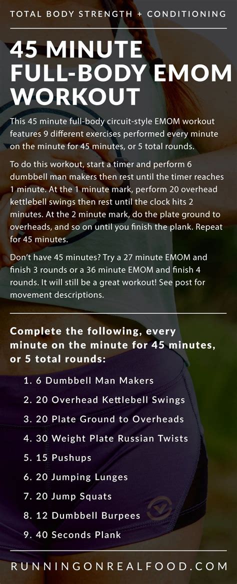 45 Minute Full Body Emom Workout Emom Workout Strength And