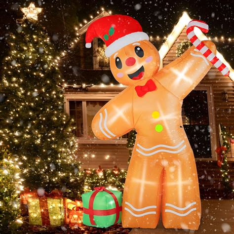 Bandd 8ft Christmas Inflatables Gingerbread Man Holding Candy