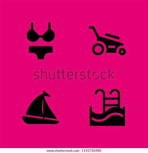 Summer Icon Set Bikini Lawn Mower Stock Vector Royalty Free 1142720480 Shutterstock