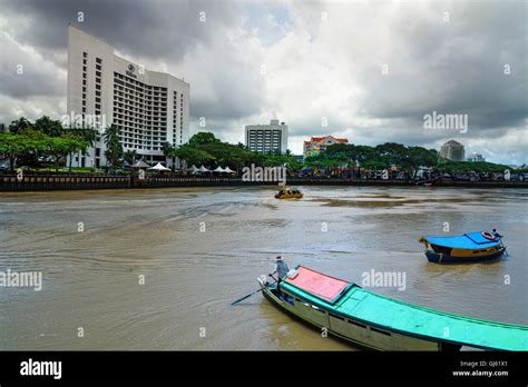 Kuching Malaysia View Of Kuching City Waterfront And Sarawak River