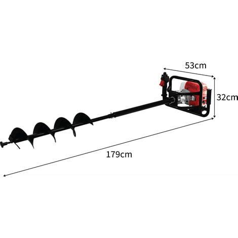 Tarière Thermique 52cc Foreuse à Essence 3 Forets 82cm avec Ø 102 152