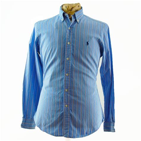 Ralph Lauren Blue Pinstripe Shirt Uk S Blue 17 Vintage Clothing