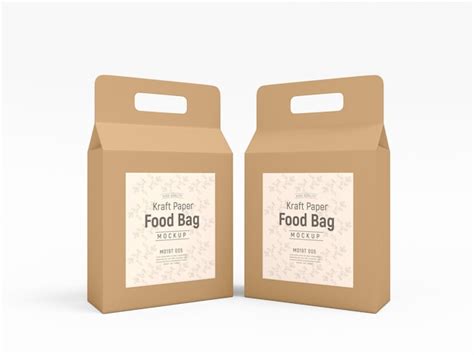 Premium Psd Kraft Paper Food Bag Packaging Mockup