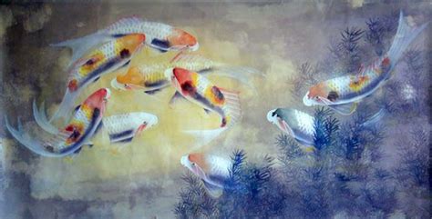 Chinese Koi Fish Painting 0 2313013 66cm X 130cm26〃 X 51〃 Fish