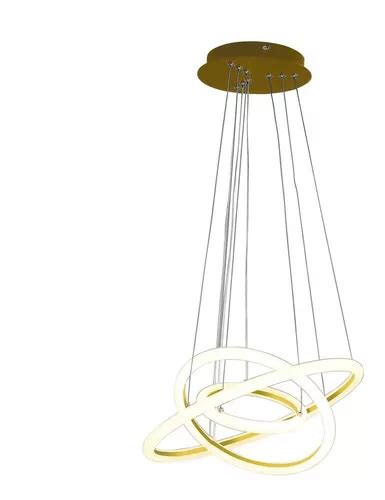 Lustre Moderno Pendente Space Orbital Triplo Gold LED 49W Aro Triplo