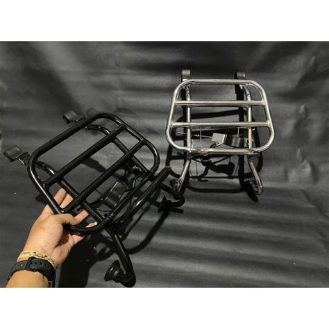 Jual Frontrack Rak Depan Vespa Model Minimalis Simpel Black Hitam Dan