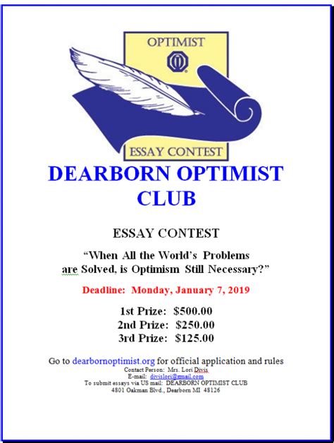 Dearborn Optimist Club Essay Contest Maples Elementary School