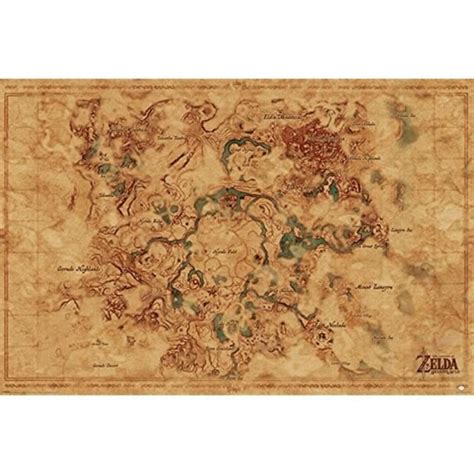 Poster The Legend Of Zelda Breath Of The Wild Hyrule World Map Papier