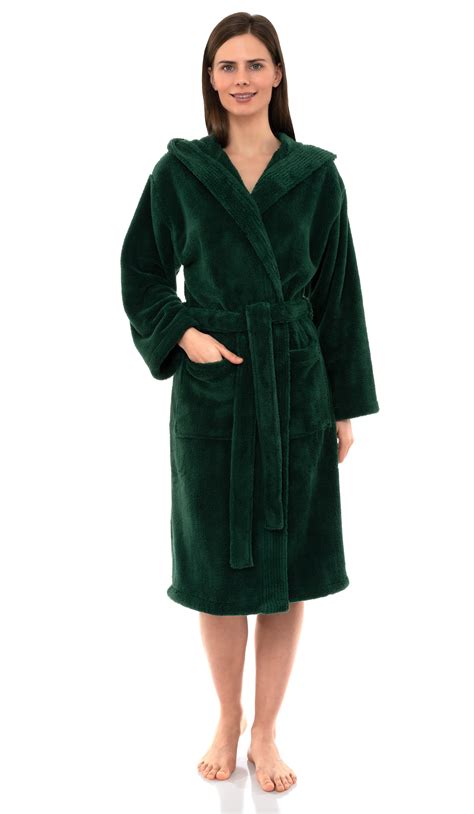 Towelselections Womens Robe Plush Fleece Hooded Spa Bathrobe