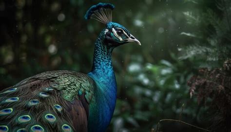 Premium Ai Image Majestic Peacock Displays Vibrant Elegance In Nature