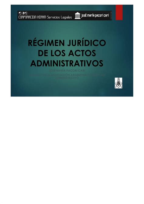 Pdf R Gimen Jur Dico De Los Actos Administrativos Autor Jos Mar A