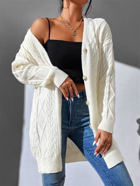 Shein Cardigan En Tricot Torsadé Mode En Ligne Shein France