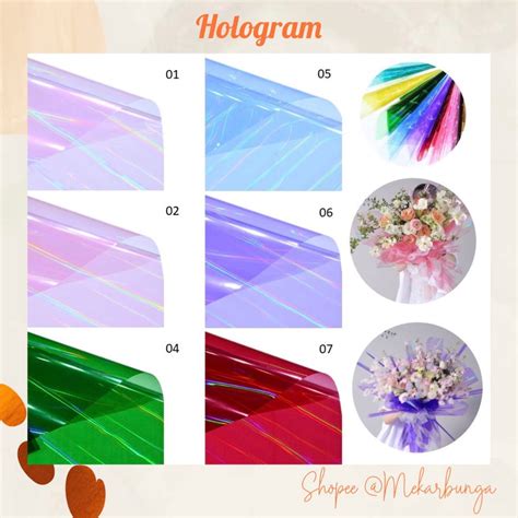 Jual K 11 5 Lembar Kertas Bunga Cellophane Hologram Flower Wrapping