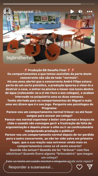 Susana Areal deixa carta aberta à produção do Big Brother onde expõe