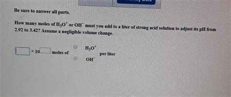 Solved Be Sure To Answer All Parts How Many Moles Of H Or Chegg