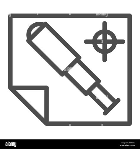 Map And Spyglass Line Icon Nautical Concept Telescope And Navigation Plan Sign On White