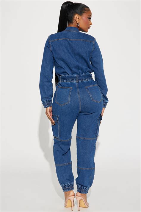 My Pleasure Denim Jumpsuit Dark Wash Fashion Nova Jumpsuits