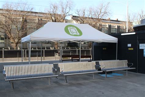 Marquee Setup As A Temporary Passenger Shelter On The Outbound Platform