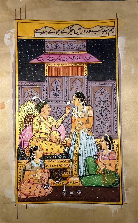 Indian Mughal Badshah Harem With Damsels Painting Handmade Etsy