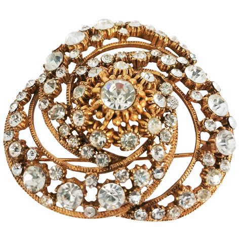 1950s Florenza Circular Rhinestone Brooch For Sale At 1stdibs