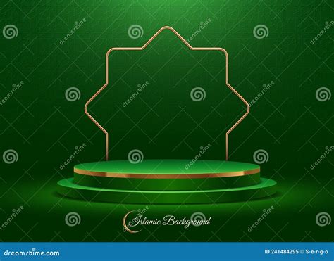 Green Podium For Premium Product Presentation Podium Stage With Arabic