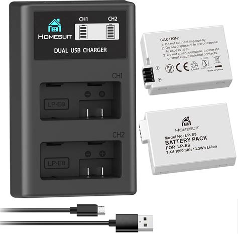 Homesuit Lp E Battery And Usb Lcd Dual Charger Kit For Canon Canon Eos