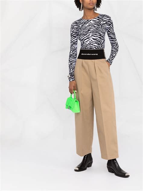 Alexander Wang Logo Waistband Wide Leg Trousers Farfetch