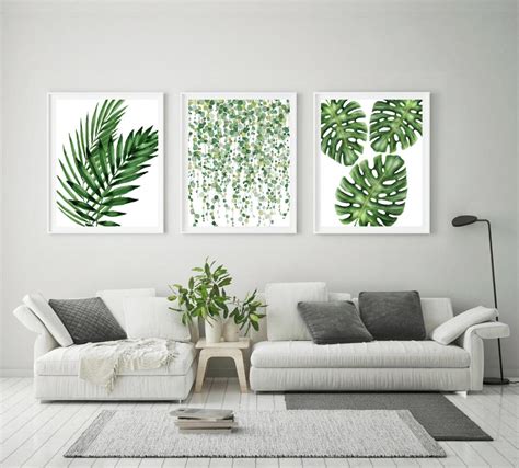 Kit 3 quadro decora decoração casa folhagens costela de Adão