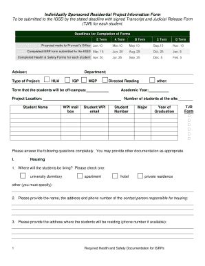 Fillable Online Wpi Isrp Form Fax Email Print Pdffiller