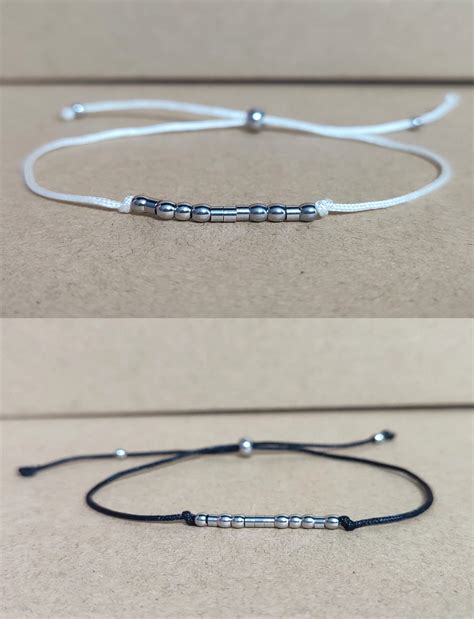 Custom Morse Code Bracelet Matching Couples Set Personalized Morse Code Dainty String Bracelet