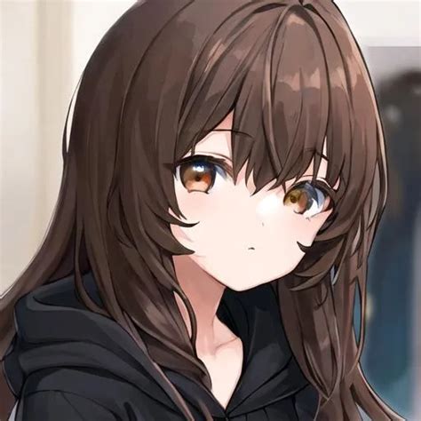 Girl With Brown Hair And Brown Eyes Black Hoodie