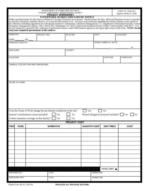 Fema Form 90 91 Fill Out Printable PDF Forms Online